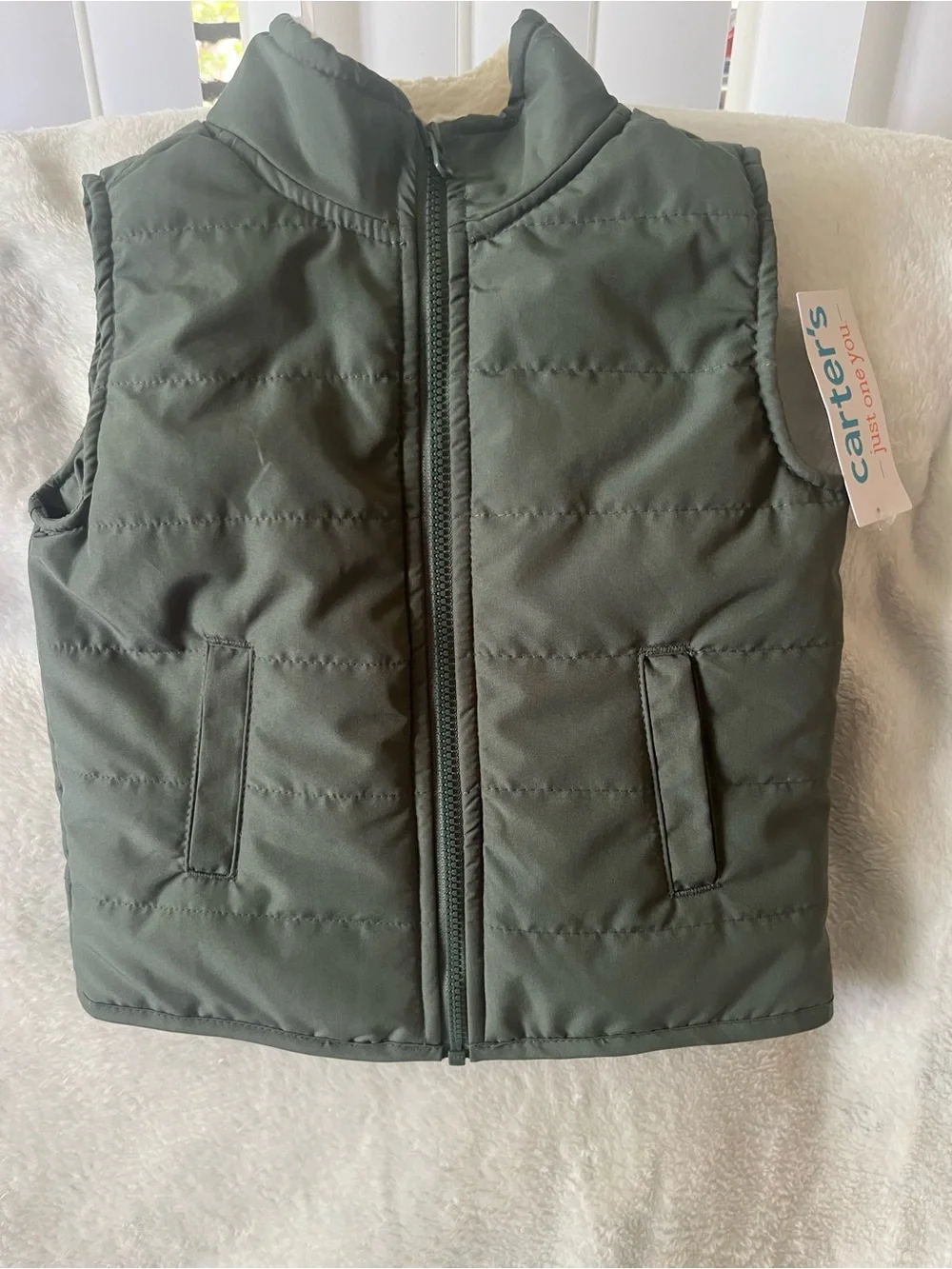 Carter's Quilted Kids Puffer Vest in Olive
